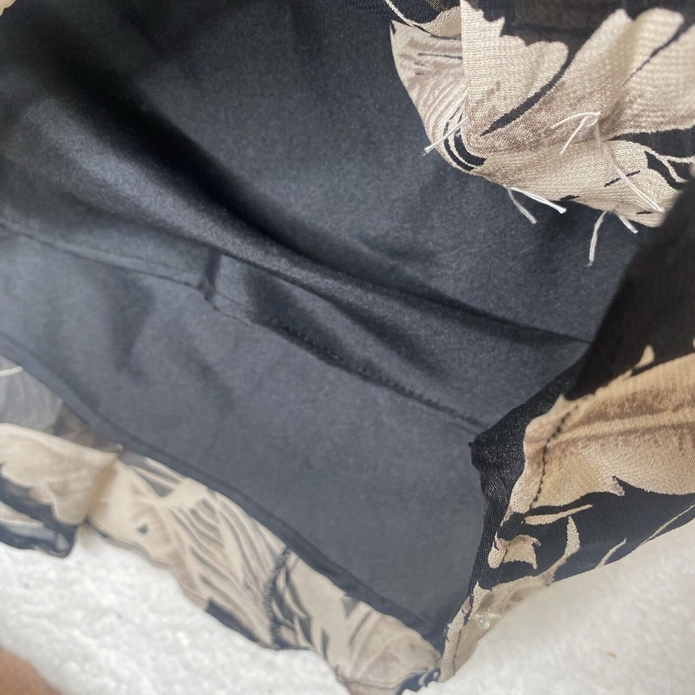 Vintage line floral sleeveless ruffled straps v neck mid length tapered dress S - Picture 3 of 11